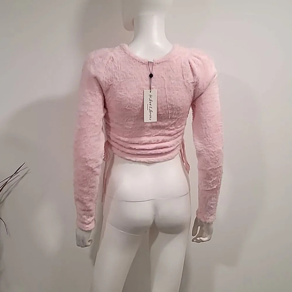 FOR LOVE AND lemons pink Cropped faux mohair sweater top - Picture 7 of 14